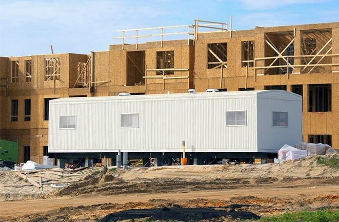 construction office rentals with signage for leasing information in Warrenville, IL